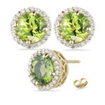 0.01 Ct Diamond & 4.00 Cts Peridot Earrings in 14K Yellow Gold