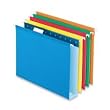 Two Inch Reinforced Hanging Kraft File Folders, Letter, Blue, 25/Box