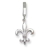 14K White Gold Solid Fleur De Lis TummyToy Belly Ring - JewelryWeb