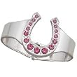 Silver-tone Cuff Bracelet with Pink Rhinestone Horseshoe