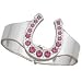 Silver-tone Cuff Bracelet with Pink Rhinestone Horseshoe