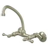 Elements of Design ES3148L High Arch Spout Wall Mount Kitchen Faucet, 4 - 9 Adjustable Spread, Sat