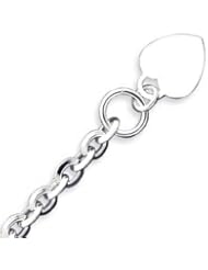 Sterling Silver Engraveable Heart Disc on Fancy Link Toggle Bracelet - 8.75 Inch