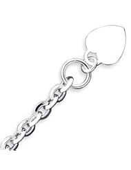 Sterling Silver Engraveable Heart Disc on Fancy Link Toggle Bracelet - 7.75 Inch