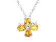14k White Gold Natural Yellow Sapphire & Diamond Necklace Pendant Ct.tw 1.00