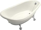 Kohler Birthday 6 Foot Cast Iron Clawfoot Soaking Tub with Reversible Drain Biscuit - K-100-96