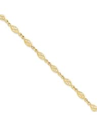 Beautiful 14k Yellow Gold Polished Filigree 7 Inch Bracelet w/ Lobster