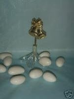 12 Jordan Almond Candy Holder & 12 Picks Gold Bells