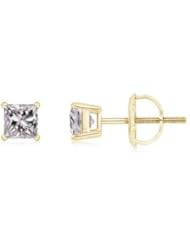 1 ct Solitaire Diamond Stud Earrings in Yellow Gold