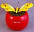 Solar powered Red Flip Flap pot with Yellow Butterfly
