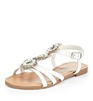 Floral Appliqué Strap Sandals