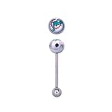 Miami Dolphins 316L Stainless Steel Barbell - 14G - 5/8 Inch Bar Length - Sold Individually