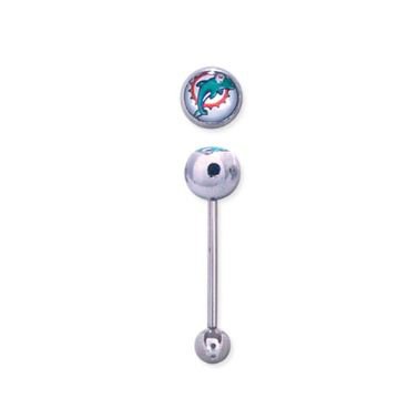 Miami Dolphins 316L Stainless Steel Barbell - 14G - 5/8 Inch Bar Length - Sold Individually