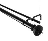 BCL Product Sourcing 125DUN86B Tudor Urn Double Curtain Rod- Black Finish- 86-inch to 120-inch- 1.25-inch Diameter Pole