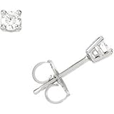 Genuine Sterling Silver .925 Cubic Zirconia Stud Earrings, 0.50 Carat Total Weight 4mm, White Cubic Zirconia Stone