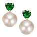 14k Cultured Pearl and Synthetic Emerald Earring title=
