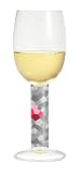 White Wine Glass, Navaja, Gray Checkered Stem w/ Napkin. Designer Embossed Stem White Wine Goblet