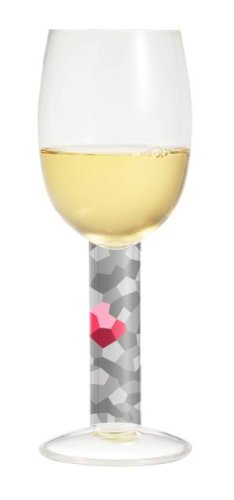 White Wine Glass, Navaja, Gray Checkered Stem w/ Napkin. Designer Embossed Stem White Wine Goblet
