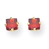 14k 4mm Princess Cut Garnet earring XE60GA