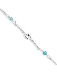 Genuine IceCarats Designer Jewelry Gift Sterling Silver & Aqua Stone Polished Children&apos;s With 1In Ext. Bracelet In 5.00 Inch