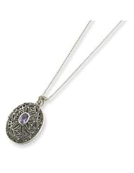Sterling Silver Marcasite & Amethyst Locket on 24" Chain Necklace" QG63-24"