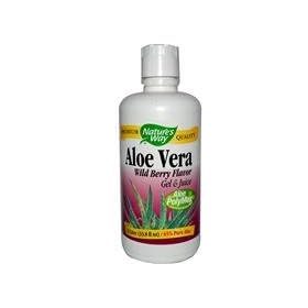 Natures Way Aloe Vera Gel & Juice Organic, Berry Flavor 1 Liter