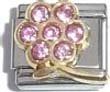 Clearly Charming October Pink Tourmaline Color Large Daisy Birthstone Italian Charm
