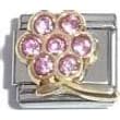 Clearly Charming October Pink Tourmaline Large Daisy Birthstone Italian Charm by Clearly Charming