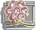 Clearly Charming October Pink Tourmaline Color Large Daisy Birthstone Italian Charm