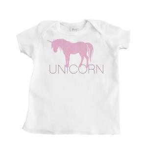Pink Unicorn Design Girl's Infant T-Shirt (White) - 12 Months