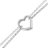 14kt. White Gold, 10 Anklet with Heart