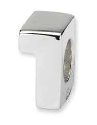 Block Style, Number 1 Charm in Sterling Silver For 3mm Charm Bracelets