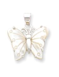 Sterling Silver White Shell Butterfly Pendant