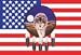 USA Feather with Wolf Flag 58mm Round Large Pin Badge****