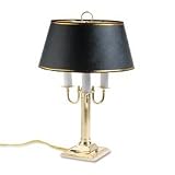 Ledu L567BR 3-Bulb candelabra table lamp, 23 high, black parchment shade, brass base