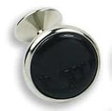 Cufflinks - Round Double Sided Setting with Black Stone Center
