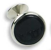 Cufflinks - Round Double Sided Setting with Black Stone Center