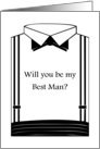 WILL YOU BE IN MY BEST MAN? TUXEDO DINNER JACKET BLACK & WHITE Card