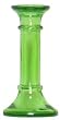 Colorful Recycled Art Glass Small Lime Green Candleholder 6"H Set of Two