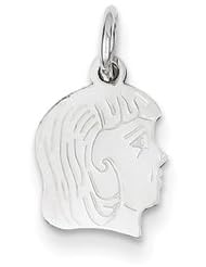 Genuine IceCarats Designer Jewelry Gift 14K White Gold Etched Small Facing Right Engravable Girl Charm