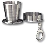 Travel Stainless Steel Telescopic Collapsible Shot Glass w/Key Ring. Great for Travel, Boating and Fishing!