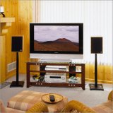 Sanus NFV49MO,NF30B Natural Mocha TV Stand with Natural Black 30" Speaker Stands