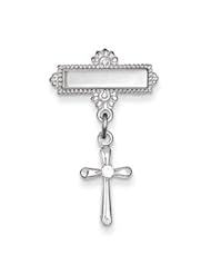Polished CZ Cross Pin- Sterling Silver Polished CZ Cross Pin