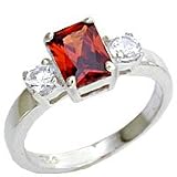 Women's 2/3 Stones Style Garnet Cubic Zirconia Special Plating Ring, Size: 5-10 Sterling Silver .925