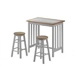 Solid Hardwood Breakfast Bar Set - Table and 2 Sto (White and Natural) (36H x 36W x 20D) by Stacks and Stacks