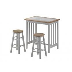 Solid Hardwood Breakfast Bar Set - Table and 2 Sto (White and Natural) (36H x 36W x 20D) by Stacks and Stacks