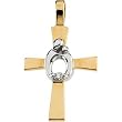 14K Two Toned Gold Mother and Child Diamond Cross Pendant by Janel Russell