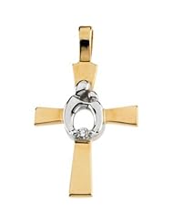 16.50X12.50 14K Yellow/White Gold Two Tone Mother And Child Cross