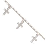 Anklet with Cross Charms Sterling Silver