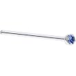 Solid 14KT White Gold 1.5mm Genuine Blue Sapphire Straight Fishtail 3/4 - 20 Gauge